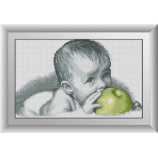 30077 Смакота (малюк з яблуком). Dream Art. Набір алмазної мозаїки (квадратні, повна)