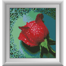 30288 Роса на червоній троянді. Dream Art. Набір алмазної мозаїки (квадратні, повна)