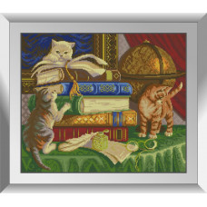 31802 Кошенята у бібліотеці. Dream Art. Набір алмазної мозаїки (квадратні, повна)