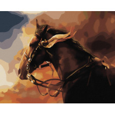 50026 Кінь на заході. Dream Art. Набір для малювання картини за номерами
