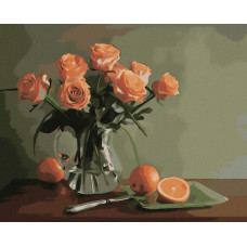 50041 Помаранчеві троянди. Dream Art. Набір для малювання картини за номерами
