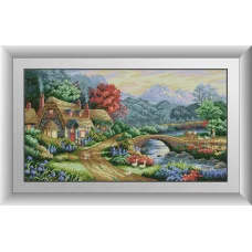 30200 Котедж біля ставка. Dream Art. Набір алмазної мозаїки (квадратні, повна)