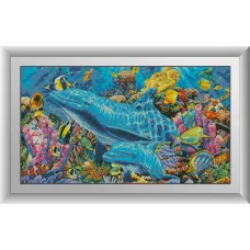 30320 Дельфіни в океані. Dream Art. Набір алмазної мозаїки (квадратні, повна)