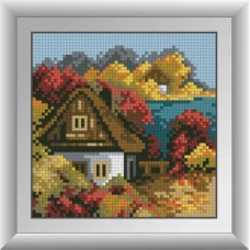 30486 Осінній будиночок. Dream Art. Набір алмазної мозаїки (квадратні, повна)