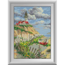 30550 Човен біля маяка. Dream Art. Набір алмазної мозаїки (квадратні, повна)