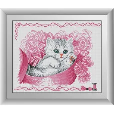 30572 Кішечка в коробці. Dream Art. Набір алмазної мозаїки (квадратні, повна)