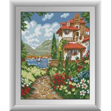 30598 Вілла біля моря. Dream Art. Набір алмазної мозаїки (квадратні, повна)