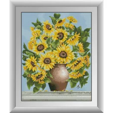 30627 Ваза з соняшниками. Dream Art. Набір алмазної мозаїки (квадратні, повна)