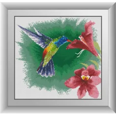 30642 Колібрі з гібіскусом. Dream Art. Набір алмазної мозаїки (квадратні, повна)