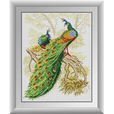 30649 Два павичі. Dream Art. Набір алмазної мозаїки (квадратні, повна)