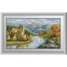 30840 Град біля річки. Dream Art. Набір алмазної мозаїки (квадратні, повна)