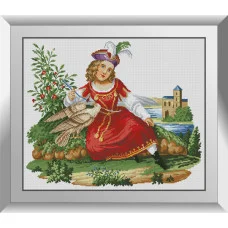 31162 Дівчина з соколом. Dream Art. Набір алмазної мозаїки (квадратні, повна)