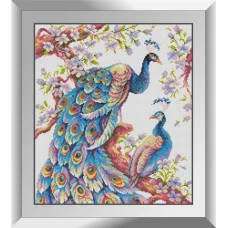 31828 Королівські павичі. Dream Art. Набір алмазної мозаїки (квадратні, повна)