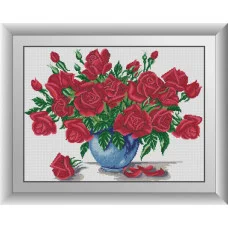 30239 Ваза з трояндами. Dream Art. Набір алмазної мозаїки (квадратні, повна)